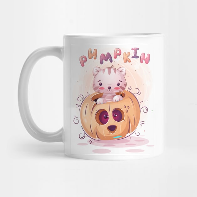 Funny cat Halloween -  New Year - Pumpkin - Kitty by  El-Aal